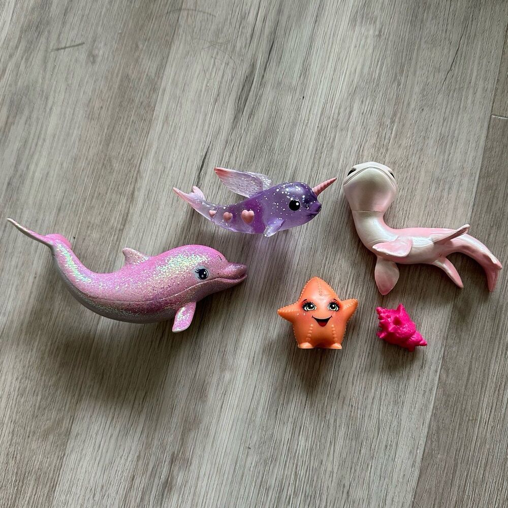 Glittery Whimsical Sea Creature Toys Narwhal Dolphin Starfish Little Nessie